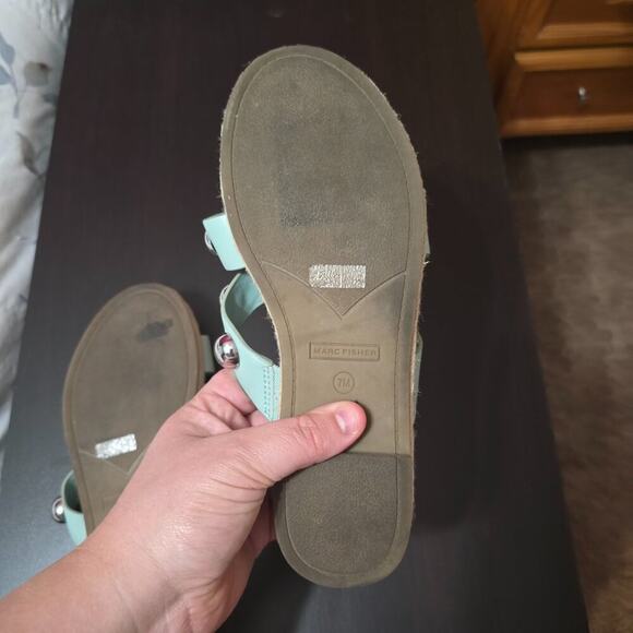 Marc Fisher Womens Bryte Round Toe Slip Sandals Robins Egg Blue Size 7 - Picture 4 of 7